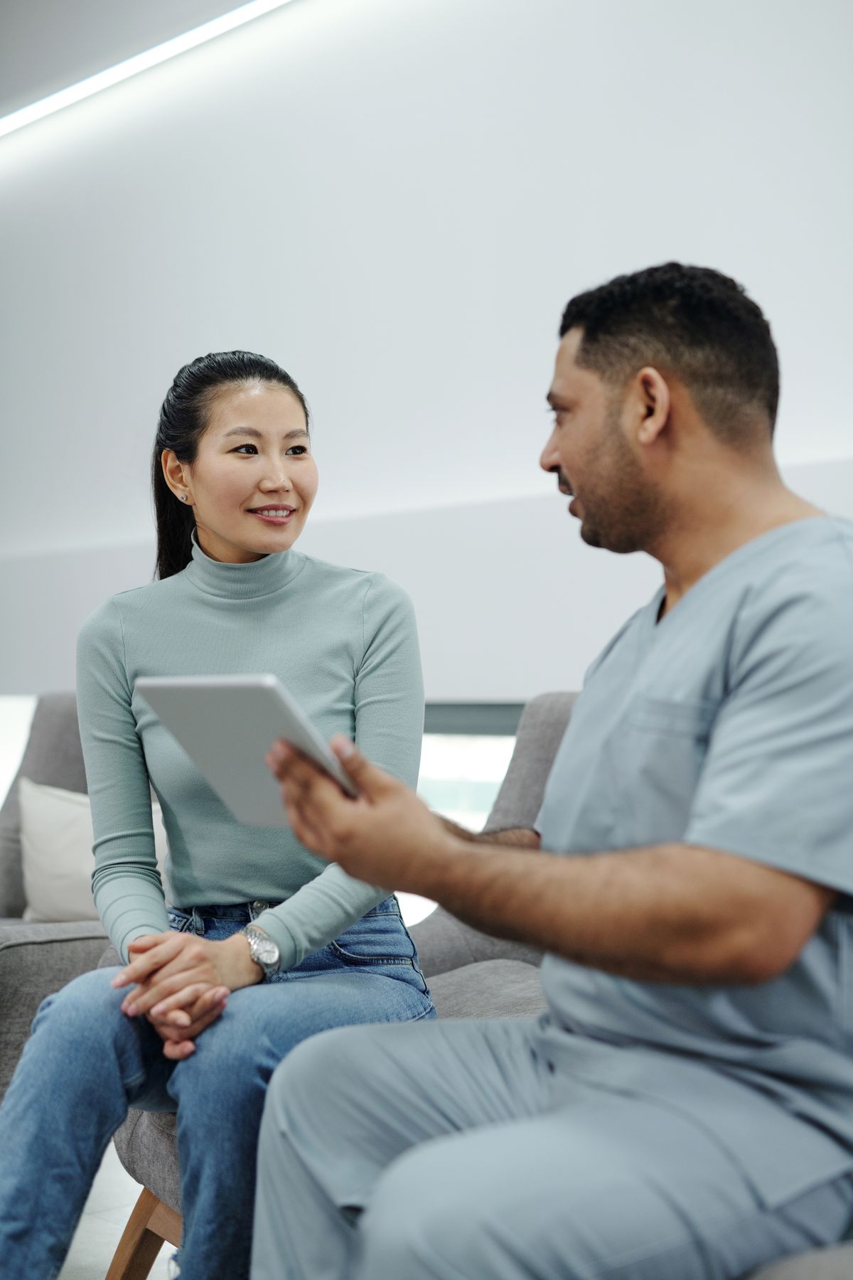 A man talking with a clinician